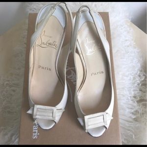 Christian Louboutin Silk Crepe Sling Heels